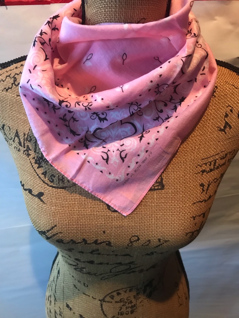Pink Bandana Scarf/kerchief. Made in Japan RN 50811